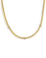 Alberto Milani 18K Yellow Gold Via Mercanti Diamond Three Station Tubogas Collar Necklace, 17
