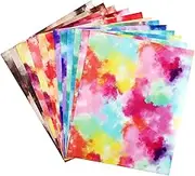 12pcs Tie Dye Heat Transfer Vinyl Unique Infusible Transfer Sheets for Crafts Easy to Cut Durable Colorful Designs for DIY Projects
