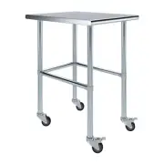 30 in. x 24 in. Stainless Steel Work Table Open Base & Wheels | Mobile Table