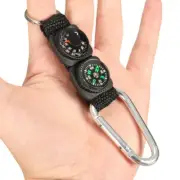 Mini Camping Carabiner w/ Keychain Metal Buckle Thermometer Compass Outdoor Tool