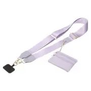 Phone Strap with Wallet and Patches for Travel Shopping, Light Purple
