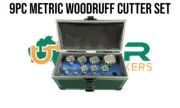 Woodruff Key Cutter set Metric 9pc 10.5mm-32.5mm coated M2 HSS in alloy box