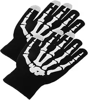 [Kisangel] 2pcs Skull Design Touchscreen Gloves for Winter Sports Running Outdoor Activities Warm and Stylish Full Finger Gloves with Touchscreen Functionality