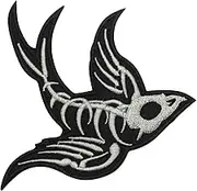 Bird Skeleton Embroidered Iron on Sew on Patch Badge for Clothes etc.