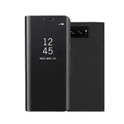 For Samsung Galaxy Note 8 N950 Plated Mirror Surface Information View Leather Phone Case with Stand Black