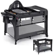 ELEMARA 5 in 1 Pack n Play,Baby Bedside Bassinet Sleeper with 4 Adjustable He...