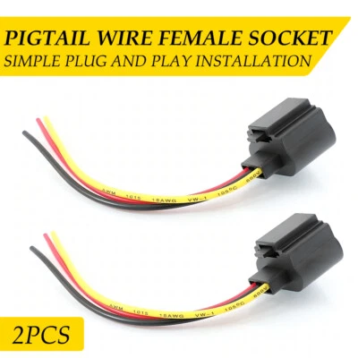 Two Harness Head Light Bulb Plug Repair Socket Wire Pigtail Female P 9008 H13 EC