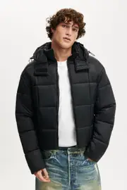 [Cotton On Men] Cotton On Men - Cropped Puffer Jacket - Black L BLACK