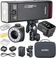 Godox AD200 Pro II Pocket Flash Strobe with Godox X3S Flash Trigger for Sony Cameras,500 Full Power Flashes,0.01-1.8s Recycling,2900mAh Battery,Bi-Color Versatile Modeling Lamp,Color Screen Display