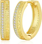 [Friggem] Viking Earrings for Men Women 925 Sterling Silver Viking Rune Earrings Gold Viking Hoop Earrings Nordic Viking Jewellery Gifts, 0.7 * 0.63 zoll, Sterling Silver