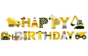 1 Set Banner Construction Truck Vehicles Tableware Party Supplies Kids Birthday Decoration