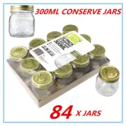 84 x Glass Jam Jar with Top lid 300ml Storage mini wedding party Food Jars FD