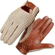 WENCHUAN Men Knitted Goatskin Touch Screen Gloves for Daily Motorcycling Driving