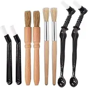 8 Pieces Coffee Brush Set Professional Espresso Brush Kit Include Wooden Coffee Grinder Machine Cleaning Brush and Nylon Espresso Brush for Coffee Machine Group Head (8)
