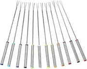 BESTYASH 6pcs Stainless Steel Fondue Forks Heat Resistant Dessert Forks for Chocolate Fountain Cheese Fondue Roasting Marshmallows Safe Cooking Cutlery Random Color