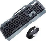 MERRYHAPY 1Set Wireless Gaming Keyboard and Mouse Backlit Ergonomic Design Water Resistant Floating Caps Multimedia Keys for Computer Black