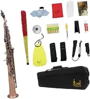 Generic Elegant Copper Soprano Saxophone Set with Carrying Case for Music Enthusiasts, style A