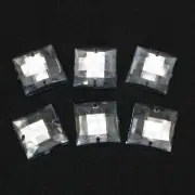 50 Clear Flatback Acrylic Sewing Rhinestone Square Sew On Beads 16X16mm