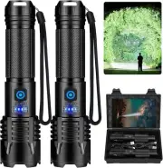 Rechargeable Flashlights 990000 High Lumens, Super Bright LED Black