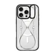 iPhone 16 Pro Impact Ring Stand Case MagSafe Compatible Glitter case. Silver sand clock