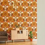 [A.S. Création] Retro Wallpaper 70s 0.53 x 8.5 m Wallpaper Vintage with Floral Pattern in Yellow, Orange, Brown - Non-Woven Wallpaper Retro Chic Made in Germany - 395304