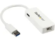 StarTech USB31000SPTW USB 3.0 to Gigabit Ethernet Adapter NIC w/ USB Port - Whit