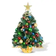Tabletop Christmas Tree 22 Inch Mini Artificial Christmas Tree with 30 LED String Lights, Star Tree, Tabletop Small Xmas Tree