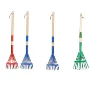 Garden Rake Leaf Rake 9 Tines Ergonomic Leaves Rakes with Long Handle Home