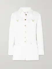[Valentino Garavani] Valentino Garavani - Embellished Denim Playsuit - White - IT42 IT 42 White