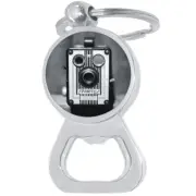 Old Camera Black White Bottle Opener Keychain - Metal Beer Bar Tool Key Ring