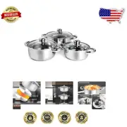 6-Piece Non-Stick Stainless Steel Cookware Set - Ideal for Limited Kitchens