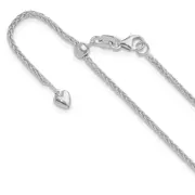 22 Inch 14K White Gold Adjustable 1.5mm Wheat Chain