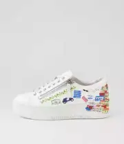 New Django & Juliette Wilkiss White Multi Sneakers Womens Shoes Casual
