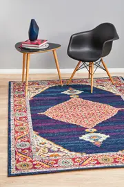 Rug Culture Royal Blue & Magenta Bohemian Transitional Rug