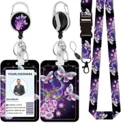 Badge Lanyard and ID Badge Holder, Retractable Badge Reels with Carabiner Ree...