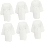 [PACKOVE] 6pcs Reusable Cotton Spa Robes for Women Comfortable Bath Wraps for Sauna and for Beauty Salons Travel and Home Use White