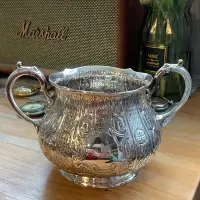 在飛比找Yahoo!奇摩拍賣優惠-英國謝菲爾德1862年花紋古董純銀糖碗391克 超級精美可做
