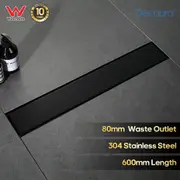 Decaura Tile Insert Shower Drain Grate Floor Waste Linear 304SUS 600mm Black