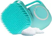 Dog Bath Brush - MISTHIS Pet Massage Brush Shampoo Dispenser Soft Silicone Brush Rubber Bristle for Dogs and Cats Shower Grooming(Blue)