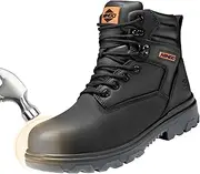 [NINGO] Steel Toe Work Boots for Men, Waterproof Work Boots with Puncture Proof Oil & Slip Resistant, Comfortable Mens Construction Boots with EH Protection, Leather Work Shoes for Men for Industrial