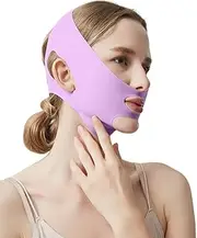 Reusable Chin Strap, V-shaped Chin Face Tightening Band, Face Lifting Mask for Women, Double Chin Remover, Face Lifting Bandage, Can Be Used Anytime, Purple