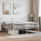 Metal Bed Frame Industrial White Steel Mattress Platform Double Size 135x190cm