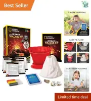 NATIONAL GEOGRAPHIC Volcano Kit – 3X Eruptions & Real Volcanic Rocks for Kids