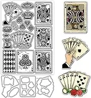 GLOBLELAND Playing Cards Clear Stamps and Metal Die Cuts Dice Pattern Transparent Stamp King Queen Jack Cutting Dies for Card Making Embossing Scrapbooking