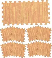 GREENADSCAPE 12pcs Wood Grain Foam Floor Mat Foam Floor Tiles Interlocking Floor Mats Foam Jigsaw Puzzle Play Mat Foam Children Jigsaw Tiles Foam Squares Floor Mat Foam Interlocking Tiles