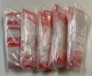 PLASTIC ZIP LOCK RED LINE BAGS -5 x PACKS OF 100 - 30 mm x 30 mm
