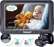Baby Car Camera 5-Inch for Backseat: USB Plug and Play Easy to Install for New Parents - HD 1080P Clear Night Vision Car Seat Camera for Rear Facing Infant 360° Rotating for Larger Cars SUV