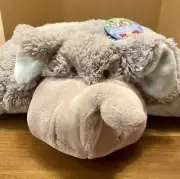 Pillow Pets Nutty Elephant Large 18" Gray Blue Stuffed Plush Animal Toy 2010 NWT