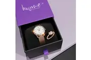 Boxed Krystal Couture Sensational Lux Watch with Ring Set Embellished Crystals from SWAROVSKI in Rose Gold