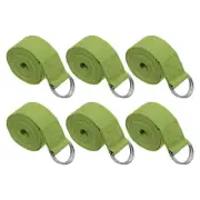 6Pcs 8 Feet Cotton Yoga Strap Belt Stretch Bands with D-Ring Buckle, Dark Green